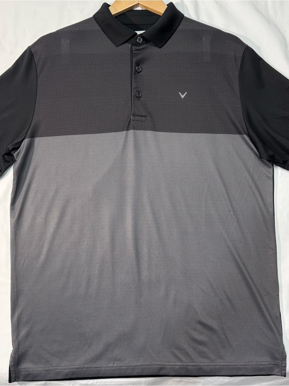 Callaway Opti-Dri Mens M Golf Polo Shirt Black Gray Colorblock Performance